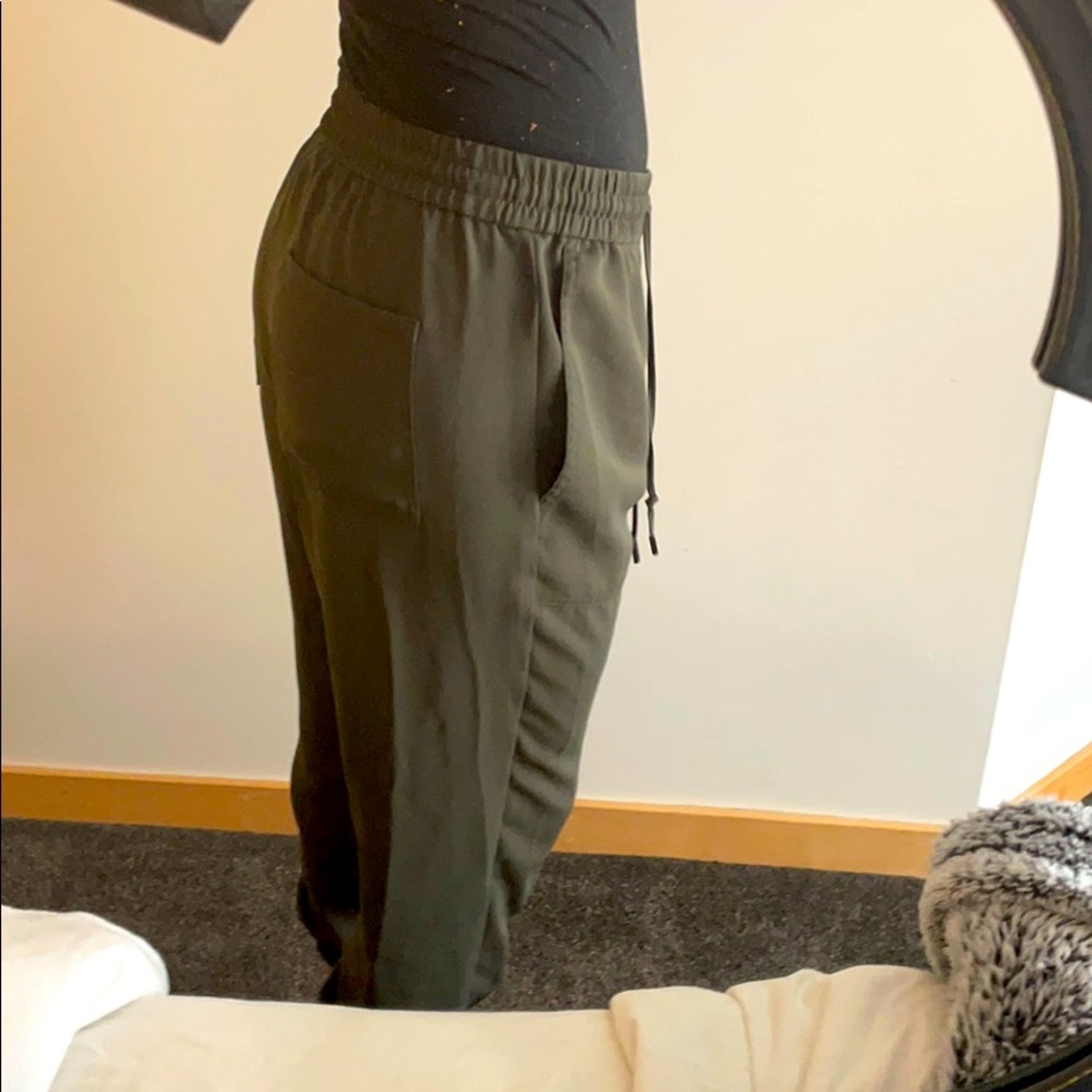 Dark green silky joggers